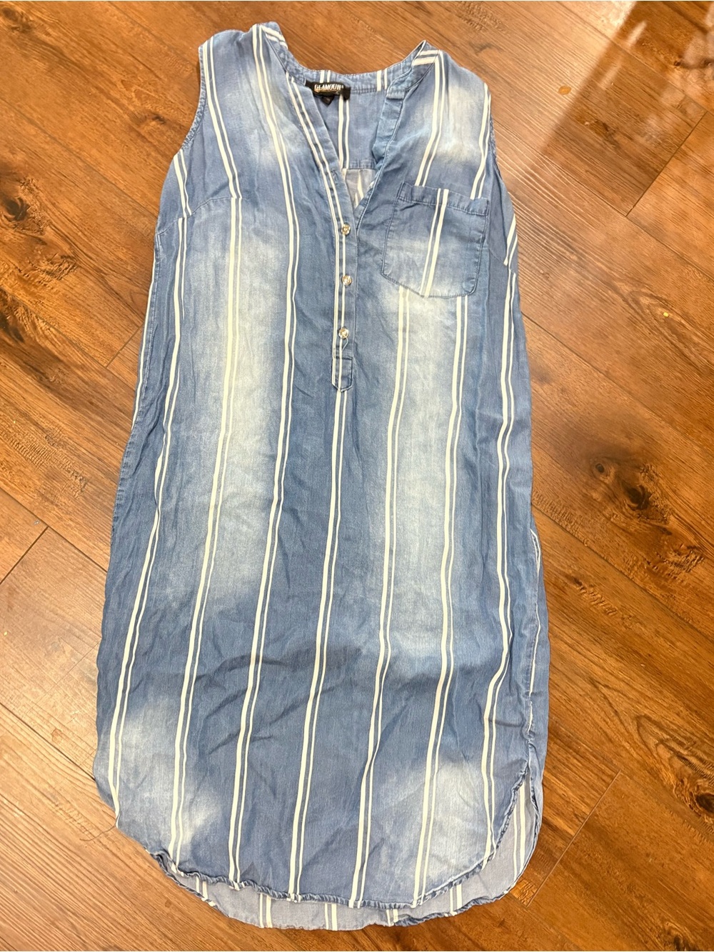 Glamour Blue and White Striped Chambray Tunic